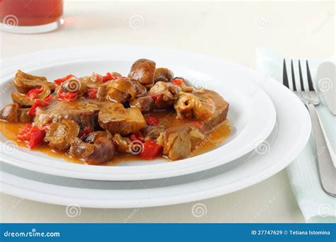 Veal With Mushrooms Stock Image Image Of Mushroom Served 27747629