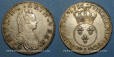 FRANZÖSISCHE KÖNIGLICHE MÜNZEN 1716 A Louis XV 1715 1774 Ecu