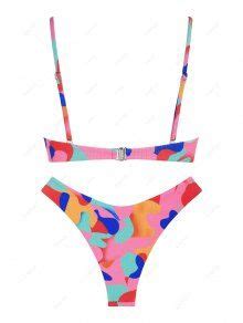 ZAFUL Ribbed Colorblock Monowire Bikini Swimwear In MULTI ZAFUL