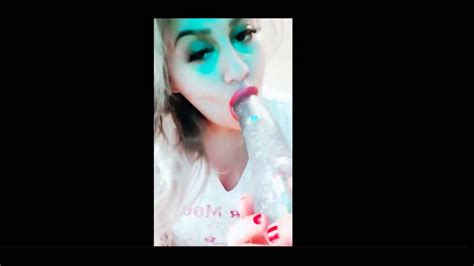 Beautiful Blonde Deep Sucking Big Dildo