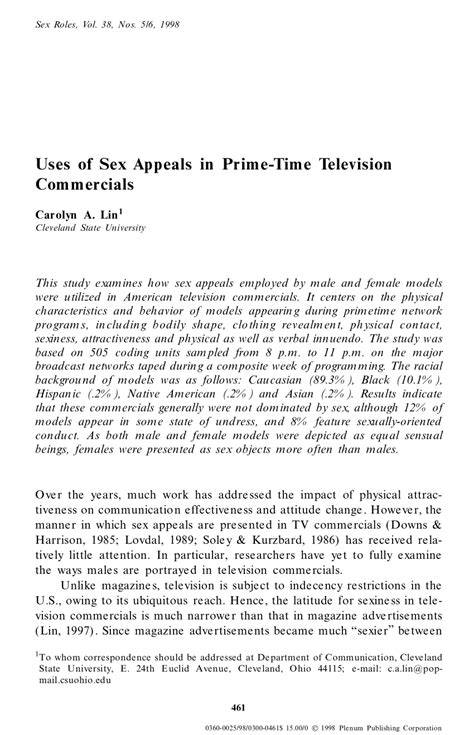 PDF Uses Of Sex Appeals In Prime Time Television Commercials
