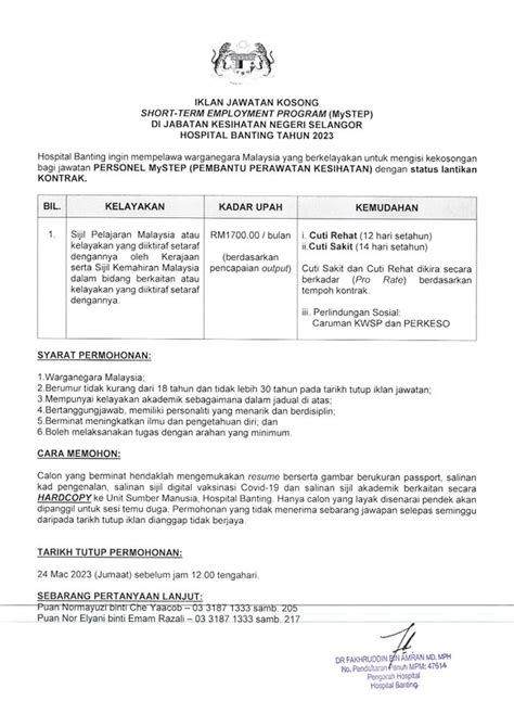 Iklan Jawatan Hospital Banting Jobs Hub