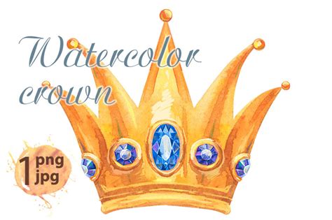 Watercolor Golden Crown Princess By Watercolor Fantasies TheHungryJPEG