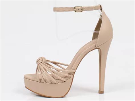 Sandália Salto Alto Meia Pata Week Shoes Nó De Tiras Nude Parcelamento sem juros