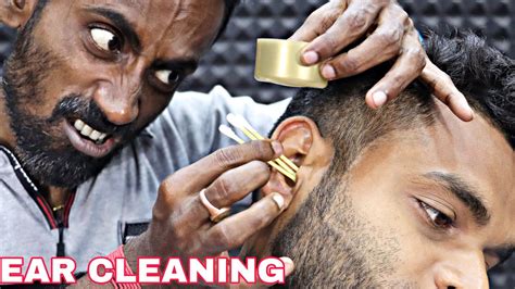 Ear Cleaning With Earwax Ear Massage And Ear Cracks Neck Cracking