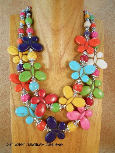 Western Cowgirl Necklace Set Chunky Multicolored Howlite Etsy