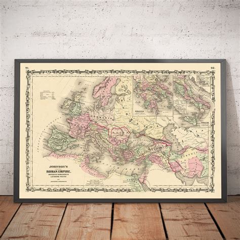 roman empire map  europe africa asia  johnson  etsy