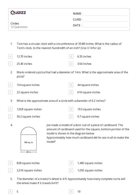 Circles Worksheets For Th Grade On Quizizz Free Printable