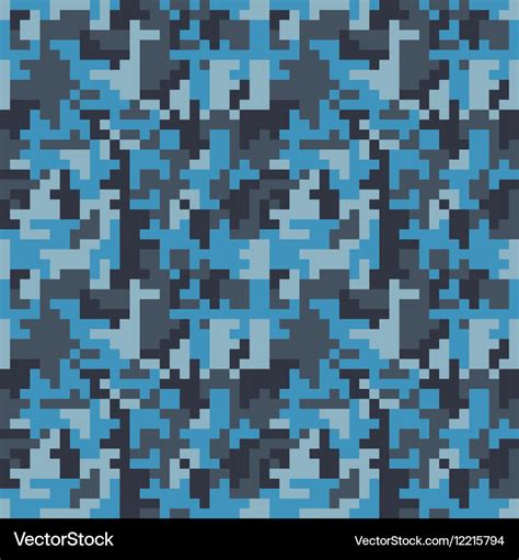 Pixel Camo Seamless Pattern Fashion Blue Trendy Vector Image