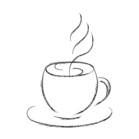 Isolated Vector Drawing Of A Steaming Hot Cup Of Coffee Or Tea Using