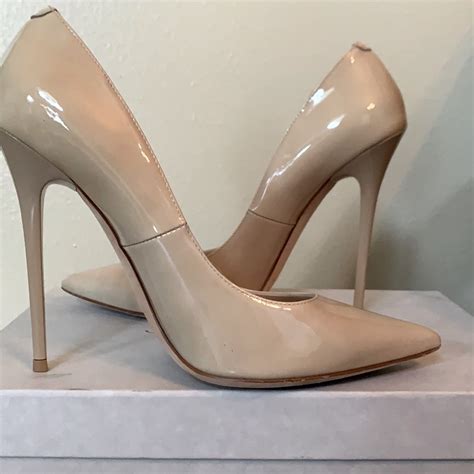 Jimmy Choo Anouk Nude Patent Leather Pointy Toe Pump Gem