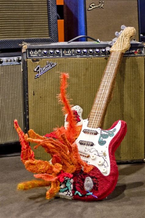 Jimi Hendrix’s Guitar … Is On Fire! Knitted by Sarah Stollak | KnitHacker