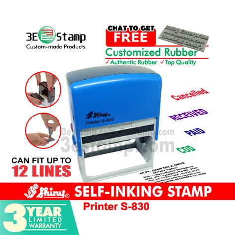 E Stamp Shiny S S Self Inking Heavy Duty Stamp For