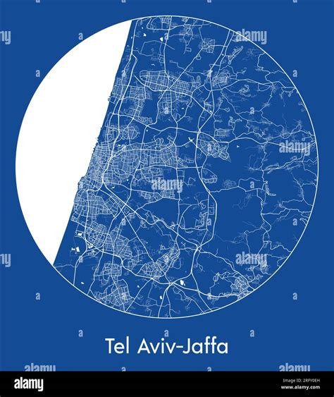 City Map Tel Aviv Jaffa Israel Asia Blue Print Round Circle Vector