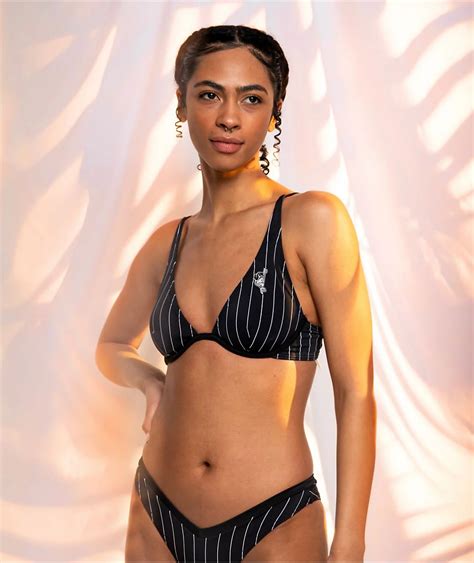 Lurking Class By Sketchy Tank Corner Stripe Black Underwire Bikini Top