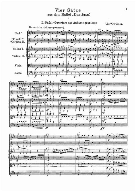 Gluck Christoph Willibald Don Juan Wq 52 Suite A4 Score