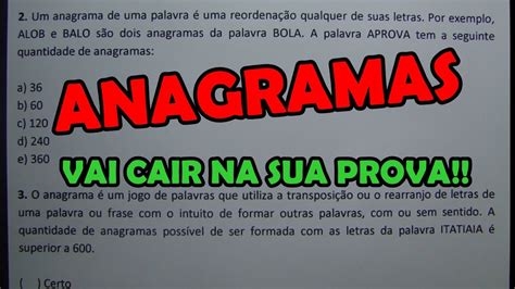 Questões De Anagramas - ANAGRAMAS - 8 QUESTÕES CONCURSO - YouTube