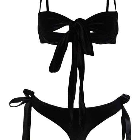 Black Velvet Bow Lingerie Set From Boohoo Very Cute Depop