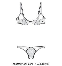 Lingerie Fashion Flat Sketch Template Stock Vector Royalty Free