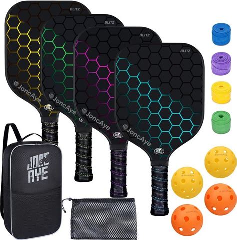 Joncaye Pickleball Paddles Set Of Or Rackets With Balls And Bag