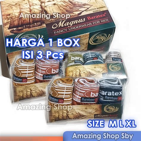 Jual 1 BOX CD Celana Dalam Pria Cowok Dewasa Baratex Magnus Size M L XL