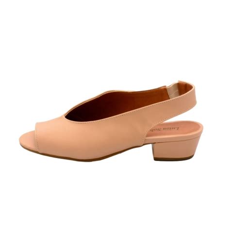 Sandália Salto Baixo Grosso 3cm Luiza Sobreira Nude Mod 2153 Bege