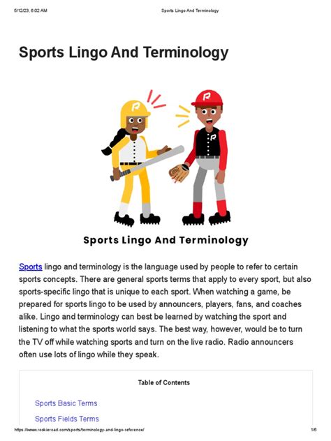 sports lingo  terminology