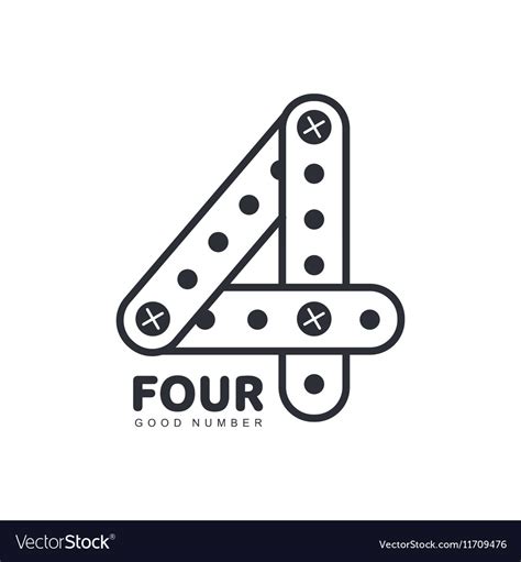 Number four logo template made of straight Vector Image