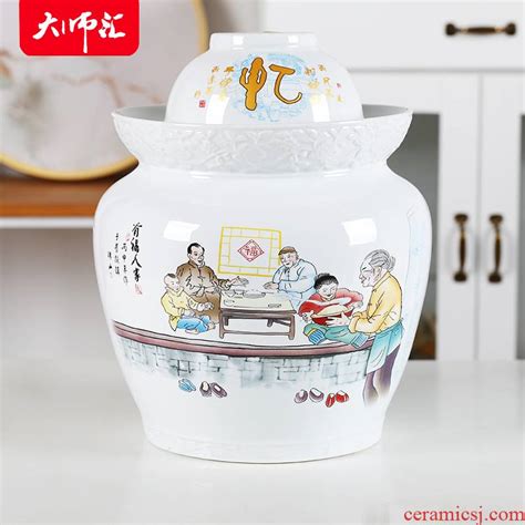 Jingdezhen Ceramic Thin Foetus Kimchi Altar Sichuan Pickle Jars Storage Jar Of Homemade Kimchi