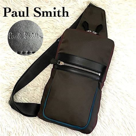 極 Paul Smith ポールスミス ボディーバッグ スリングバッグ ショルダー マルチカラー ナイロン レザー 通勤 通学 ファスナー