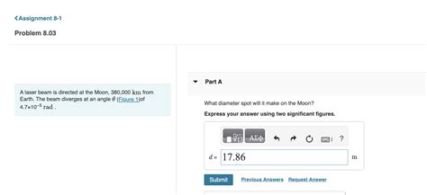 Solved A laser beam is directed at the Moon, 380,000 km from | Chegg.com