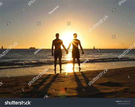 Gay Couple Sunset Silhouette Stock Photo 1039344073 Shutterstock