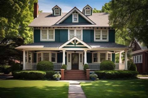 Premium Ai Image Traditional American House Facade In Suburb Facade