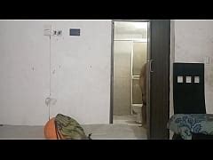 The Beautiful Brunette Latina With Light Eyes Looks At Her Stepbrother While He Takes A Bath On