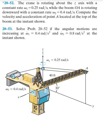 Answered: *20-52. The crane is rotating about the z axis with a ...