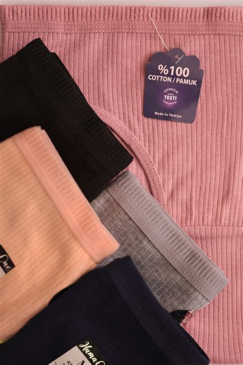 Humaone Kadın 100 Pamuk 5 li Fitilli Bel Bikini Külot Siyah Lacivert Yavruağzı Gül Kurusu