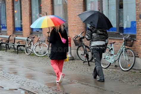 Clima Lluvioso En La Capital Danesa Copenhagen Denmark Foto Editorial