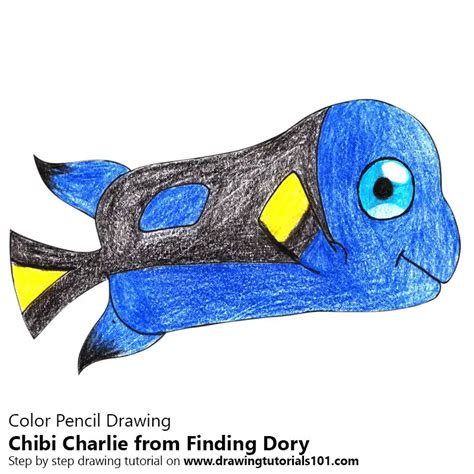 Chibi Charlie From Finding Dory Colored Pencils Drawing Chibi Charlie