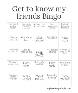 friends bingo