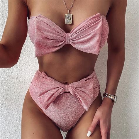 Bikini De Cintura Alta Para Mujer Traje De Ba O Sexy Con Realce Conjunto De Bikini