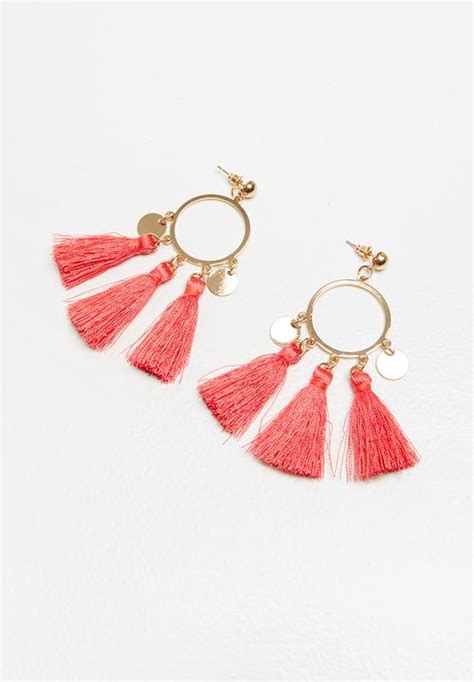 Tassel Earrings Red And Gold Style Republic Jewellery