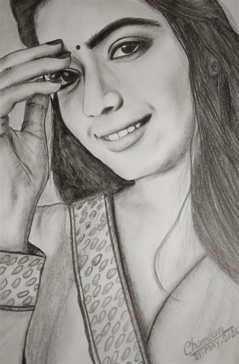 Rashmika Mandanna Portrait | Celebrity drawings, Stunning wallpapers ...