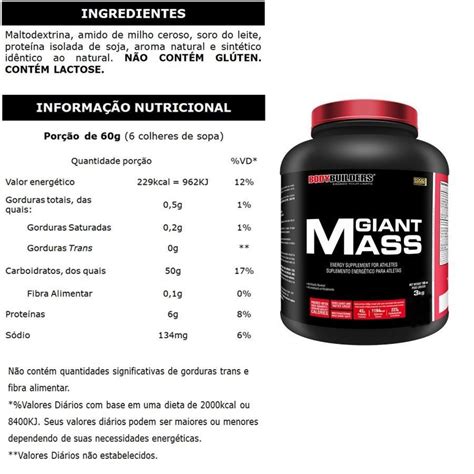 Kit Giant Mass Bodybuilders - Baunilha - 3kg - 3 unidades em Promoção ...