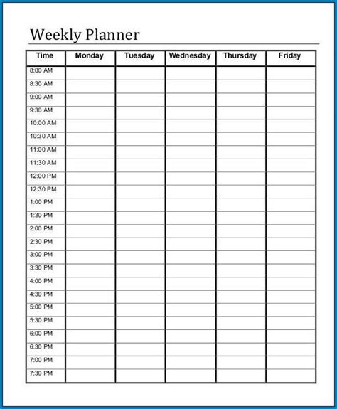 2 Week Schedule Template Free Image Weekly Planner Template Free