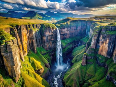 Epic Aerial View Of South Africas Majestic Tugela Falls Second Tallest