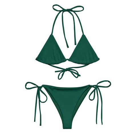 Emerald Green Two Piece Swimsuit Green Cute Bikini Set Emerald Green String Bikini Top And Side