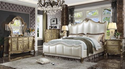 27820 PU Gold Patina Finish Bedroom Set Dresden II Collection By Acme