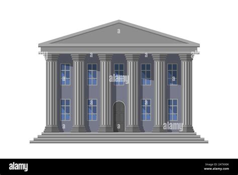 Retro Public Building With Columns And Windows Stock Vector Image And Art