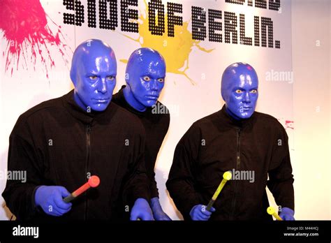 Blue Man Group At Madame Tussauds Berlin Stock Photo Alamy