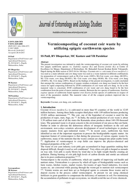 (PDF) Vermicomposting of coconut coir waste by utilizing epigeic earthworm species